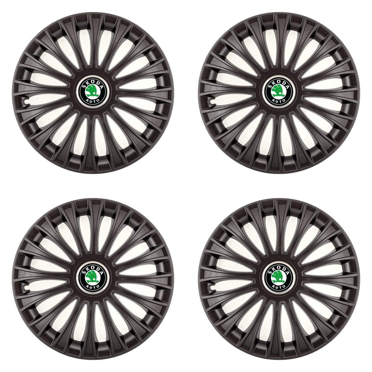 Set 4 Capace Roti, potrivite jantelor de R14, pentru Skoda, model dino Negru