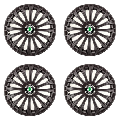 Set 4 Capace Roti, potrivite jantelor de R14, pentru Skoda, model dino Negru