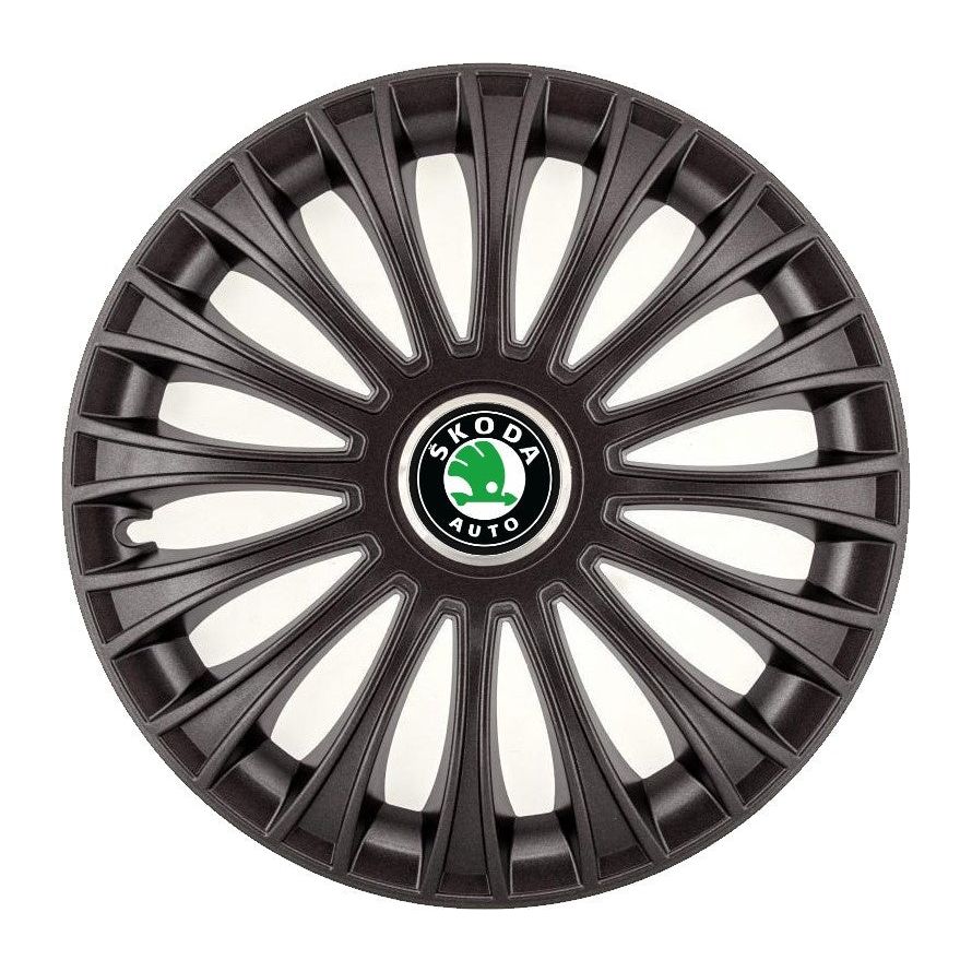 Set 4 Capace Roti, potrivite jantelor de R14, pentru Skoda, model dino Negru