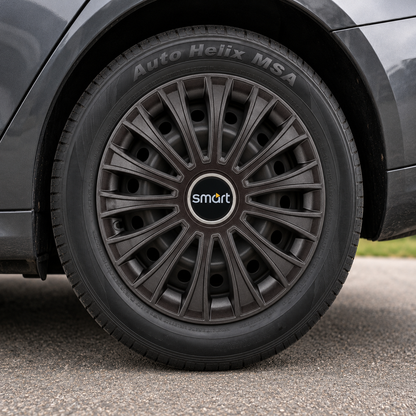 Set 4 Capace Roti, potrivite jantelor de R14, pentru Smart, model dino Negru