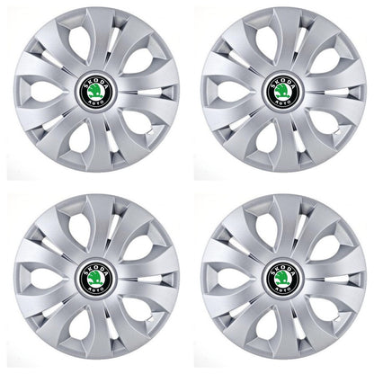 Set 4 Capace Roti, potrivite jantelor de R15, Compatibil Cu Skoda, model top crom