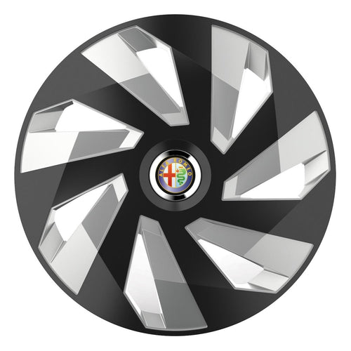 Set 4 Capace Roti, potrivite jantelor de R15, pentru Alfa Romeo, model vector black and silver