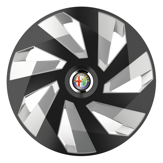 Комплект 4 таса, подходящи за джанти R15, за Alfa Romeo, модел vector black and silver