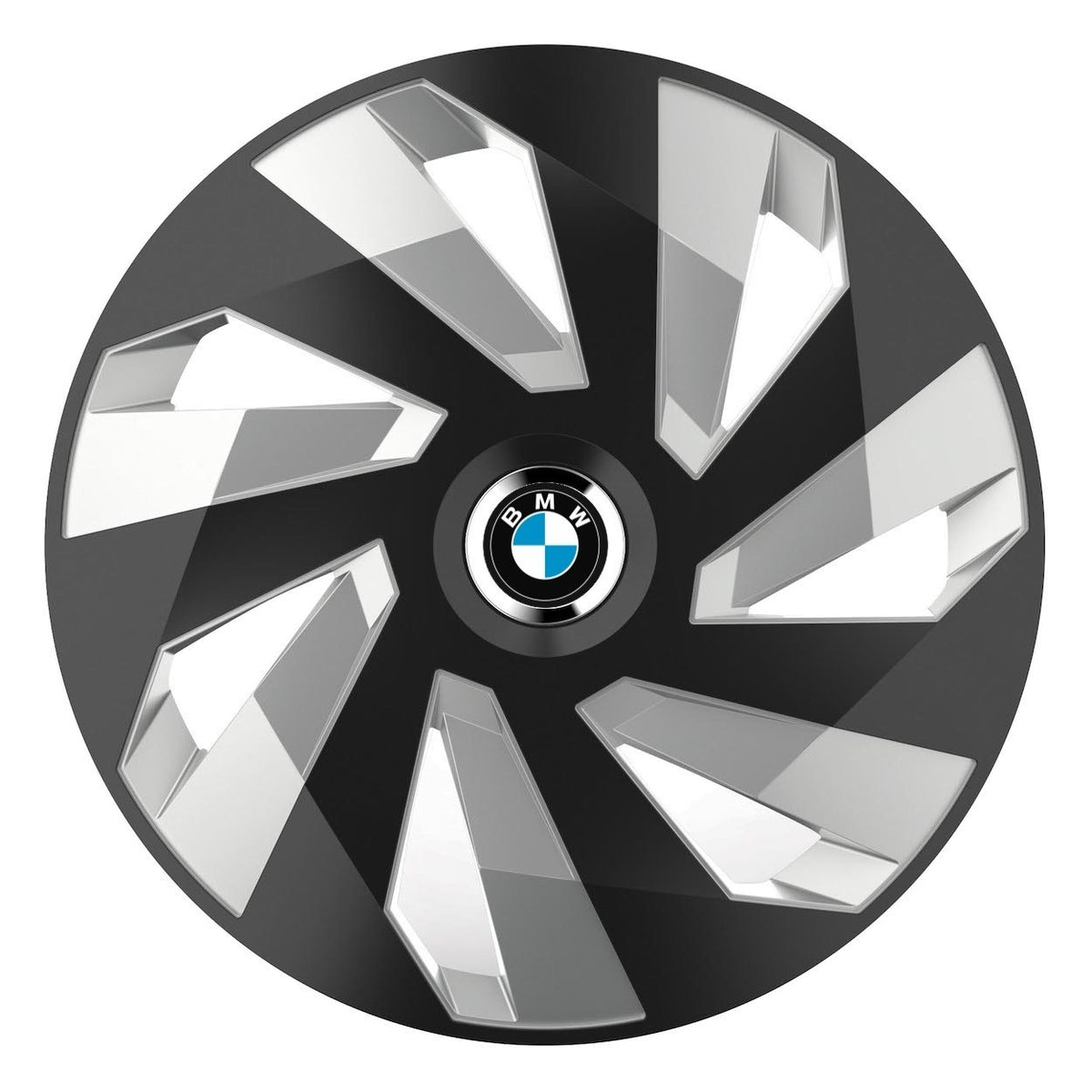 4 darabos dísztárcsa készlet, R15 felnikre alkalmas, BMW-hez, vektor fekete és ezüst modell