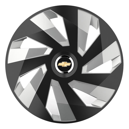 4 darabos dísztárcsa készlet, R15 felnikre alkalmas, Chevrolet-re, vektor fekete és ezüst modell