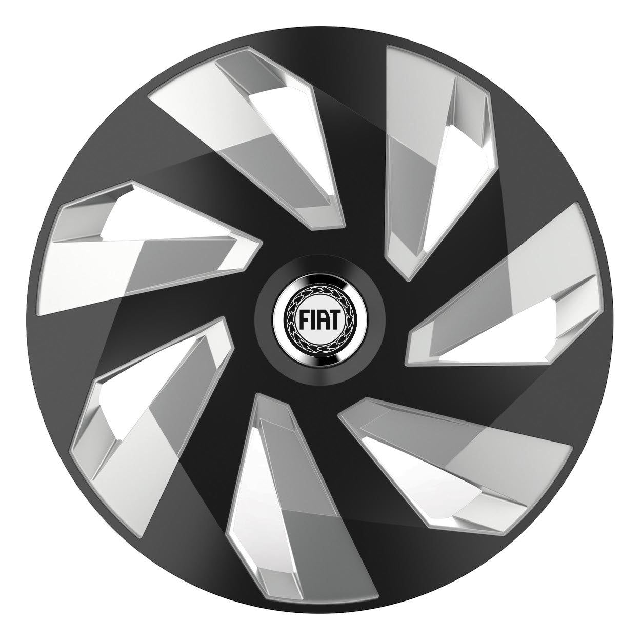 Set 4 Capace Roti, potrivite jantelor de R15, pentru Fiat, model vector black and silver