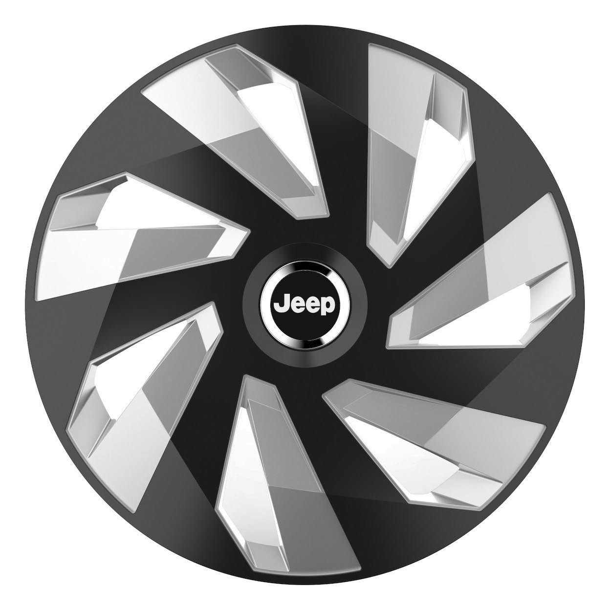 Set 4 Capace Roti, potrivite jantelor de R15, pentru Jeep, model vector black and silver