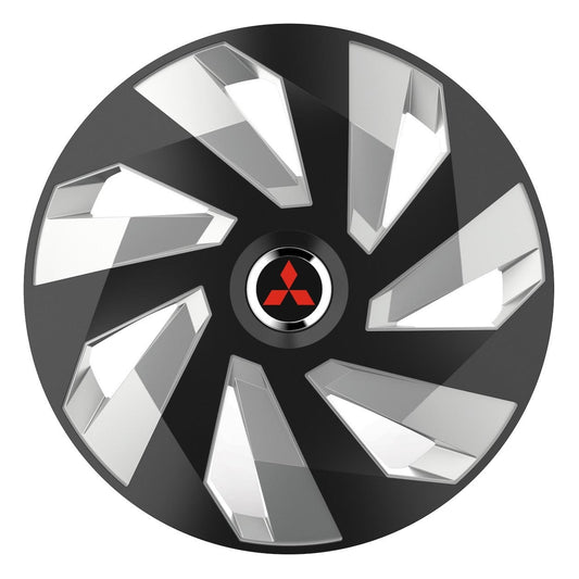 Комплект 4 таса, подходящи за джанти R15, за Mitsubishi, модел vector black and silver