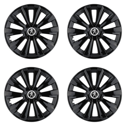 Set 4 Capace Roti, potrivite jantelor de R15, pentru Peugeot, model delta negru