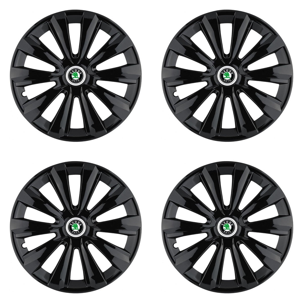 Set 4 Capace Roti, potrivite jantelor de R15, pentru Skoda, model delta negru
