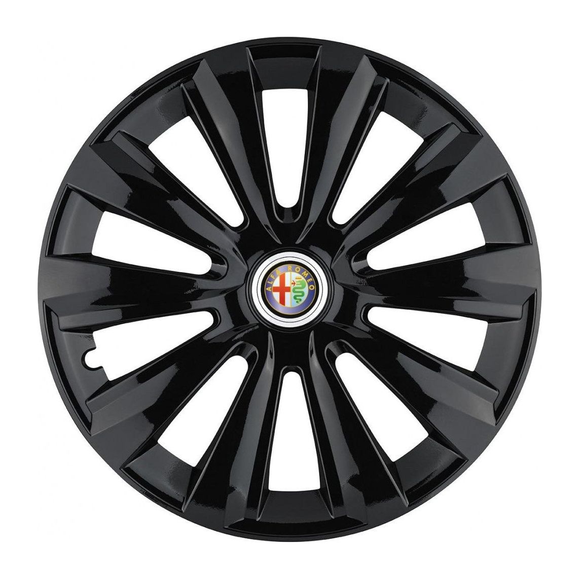 4 darabos dísztárcsa készlet, R16 felnikre alkalmas, Alfa Romeo-hoz, fekete delta modell