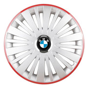 4 darabos dísztárcsa készlet, R16 felnikre alkalmas, BMW-hez, ezüst Falcon modell piros kerettel