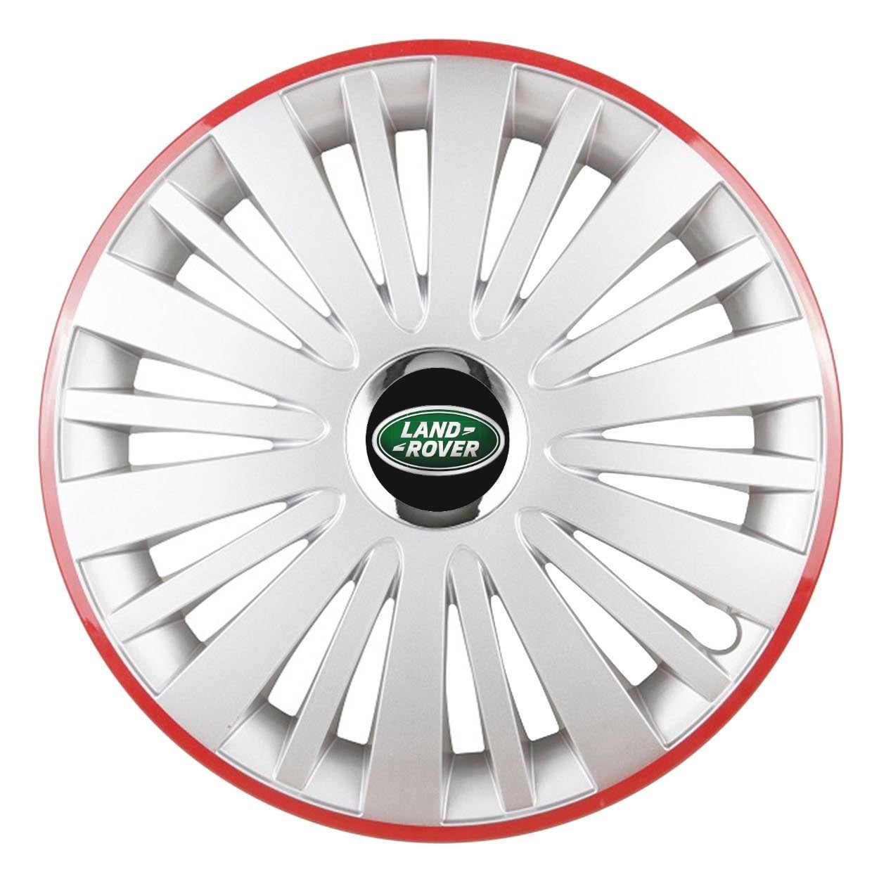 Set 4 Capace Roti, potrivite jantelor de R16, pentru Land Rover, model falcon argintiu cu rama rosie