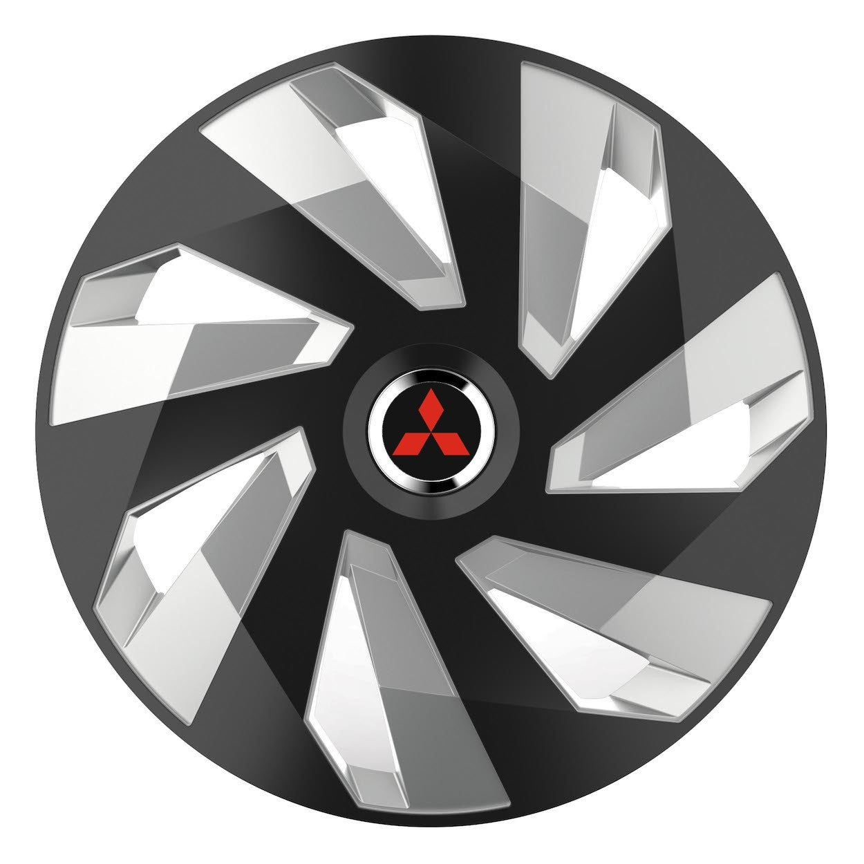 Set 4 Capace Roti, potrivite jantelor de R16, pentru Mitsubishi, model vector black and silver