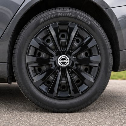 Set 4 Capace Roti, potrivite jantelor de R16, pentru Nissan, model delta negru