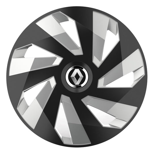 Set 4 Capace Roti, potrivite jantelor de R16, pentru Renault, model vector black and silver