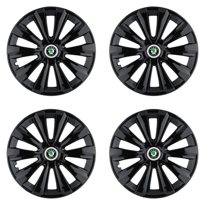 Set 4 Capace Roti, potrivite jantelor de R16, pentru Skoda, model Delta Negru