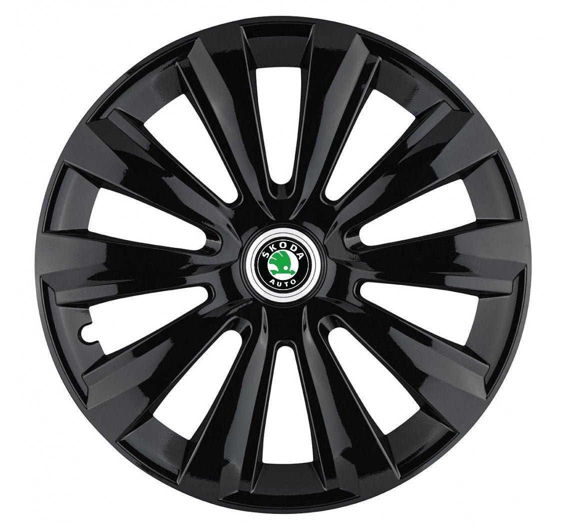Set 4 Capace Roti, potrivite jantelor de R16, pentru Skoda, model Delta Negru