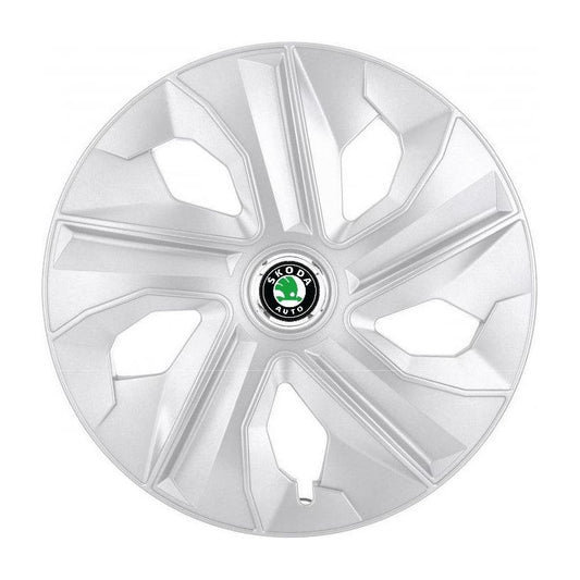 Set 4 Capace Roti, potrivite jantelor de R16, pentru Skoda, model luna cromat