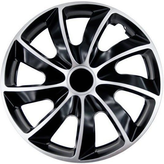 Set 4 Capace roti quad bicolor 16" negru-argintii