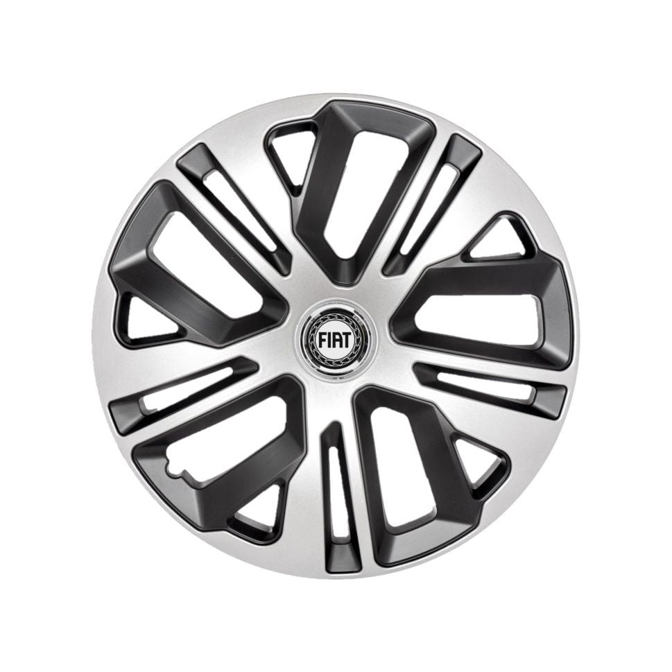 Set 4 capace roti Raven Gri-Negru R15, pentru gama auto Fiat