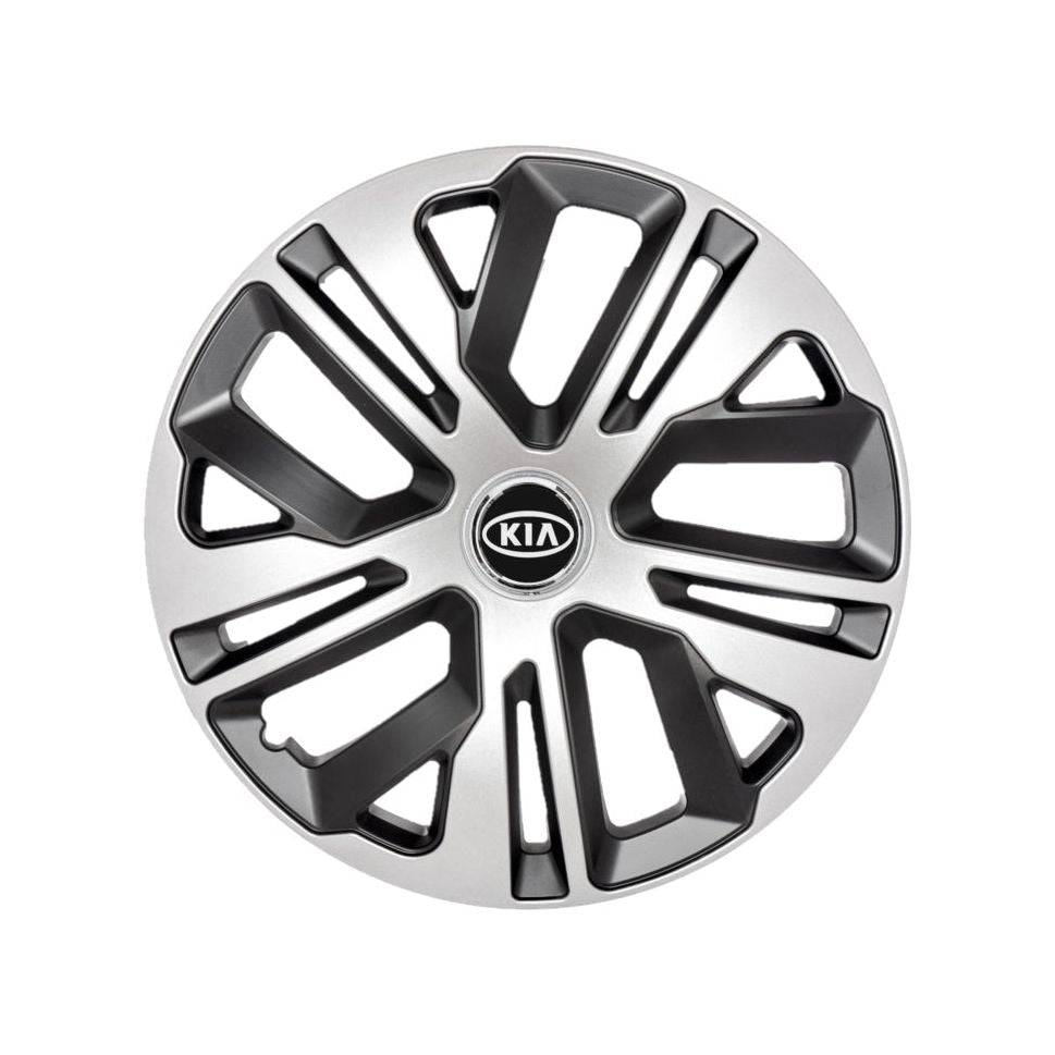 Set 4 capace roti Raven Gri-Negru R15, pentru gama auto Kia