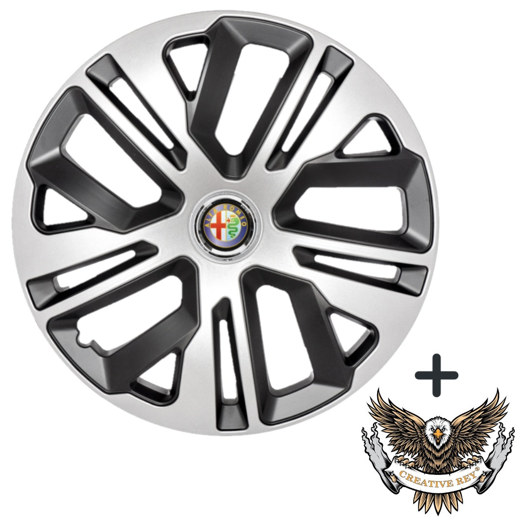 Set 4 capace roti Raven Gri-Negru R16, pentru gama auto Alfa Romeo