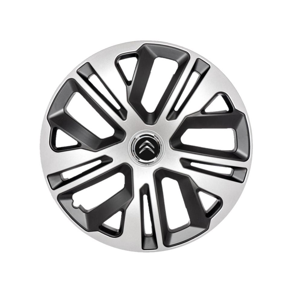 Set 4 capace roti Raven Gri-Negru R16, pentru gama auto Citroen