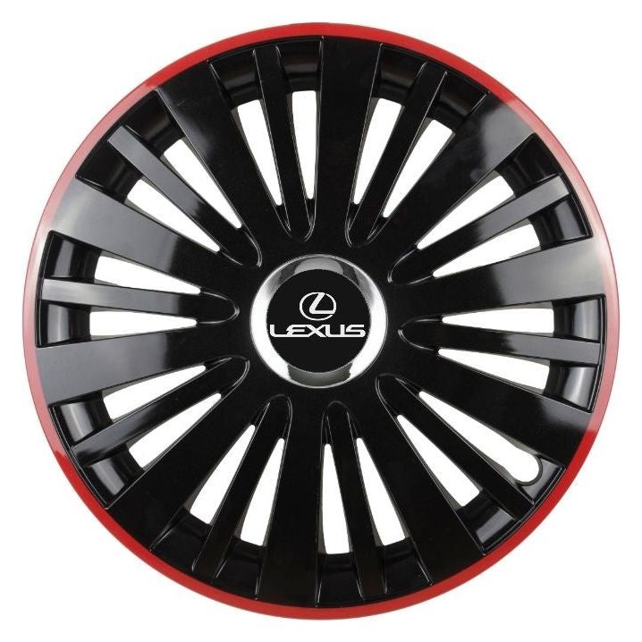 Комплект 4 броя тасове Red/Black с хромиран пръстен R14 Съвместими с Lexus