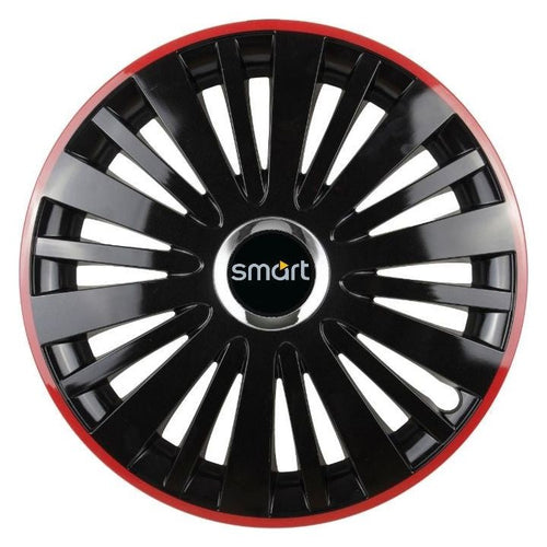 Set 4 capace roti Red/Black cu inel cromat R14 Compatibil Cu Smart