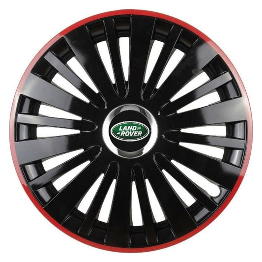 Set 4 capace roti Red/Black cu inel cromat R15 Compatibil Cu Land Rover