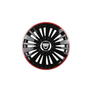 Set 4 capace roti Red/Black cu inel cromat R16 Compatibil Cu Dacia