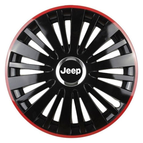 Комплект 4 таса Red/Black с хромиран ринг R16 Съвместим с Jeep