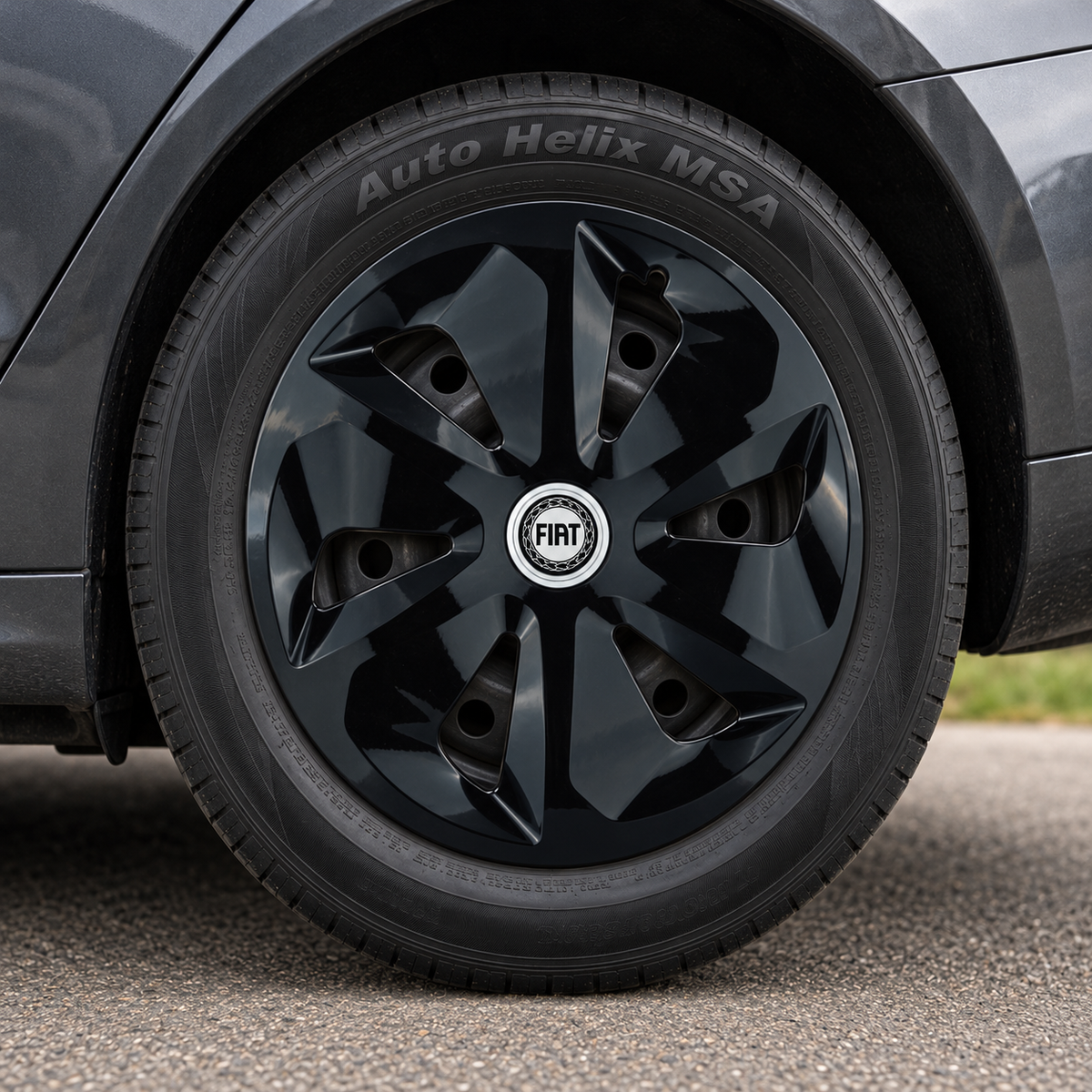 Set 4 Capace Roti Roco Negru R14, pentru Fiat