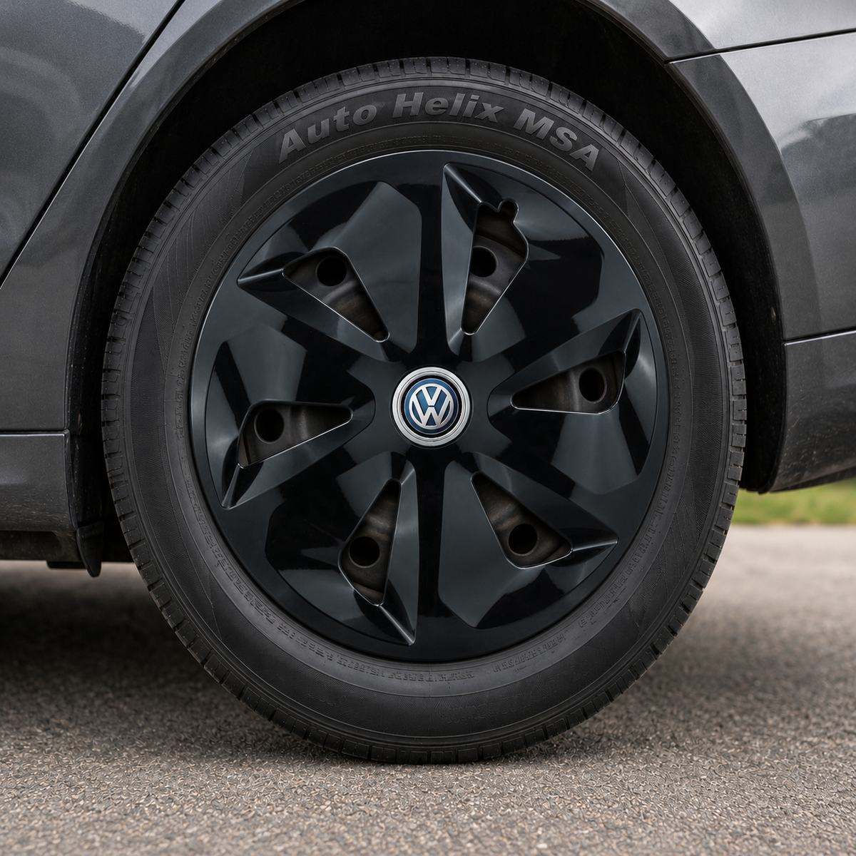 Set 4 Capace Roti Roco Negru R14, pentru Volkswagen