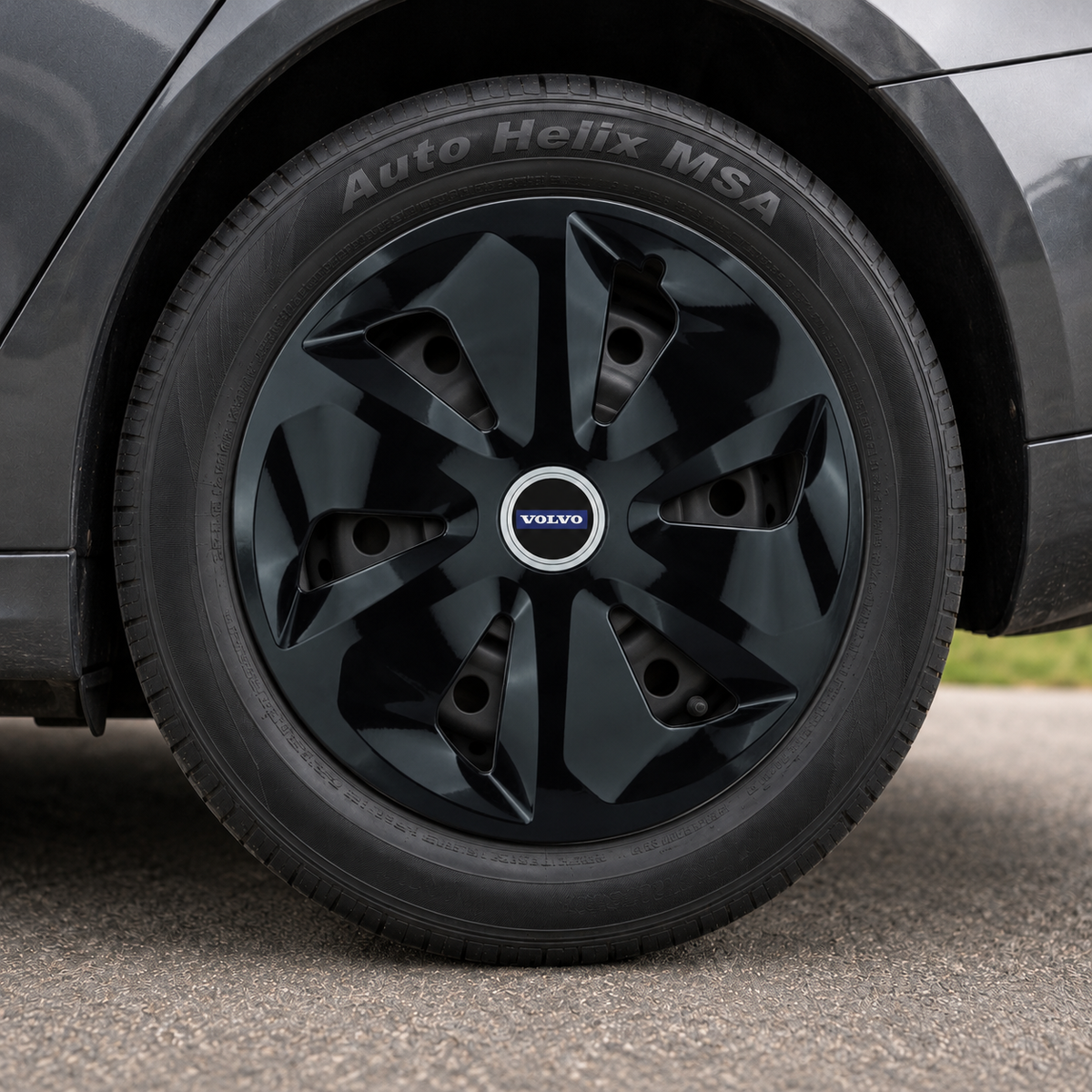 Set 4 Capace Roti Roco Negru R14, pentru Volvo