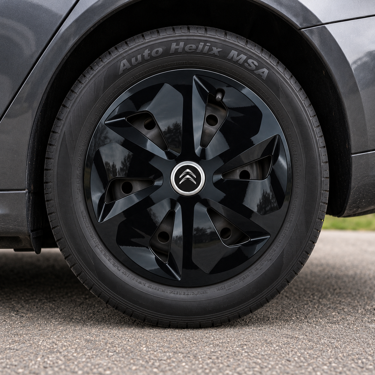 Set 4 Capace Roti Roco Negru R15, pentru Citroen
