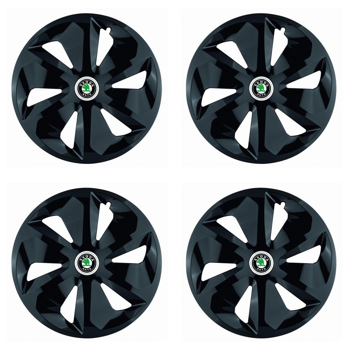 Set 4 Capace Roti Roco Negru R15, pentru Skoda