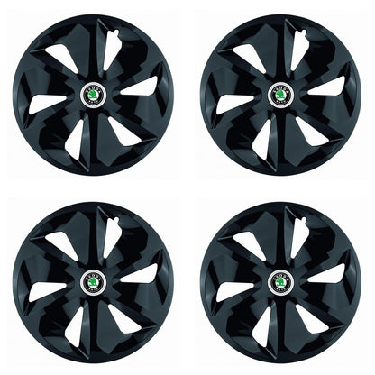 Set 4 Capace Roti Roco Negru R15, pentru Skoda