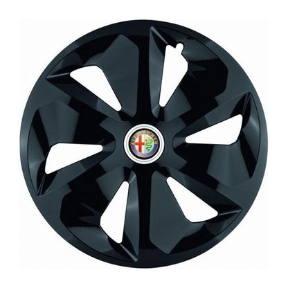4 darabos fekete Roco dísztárcsa készlet R16 Alfa Romeo-hoz, fekete Roco modell