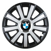 Set 4 capace roti Silver/black cu inel cromat R14 Compatibil Cu BMW