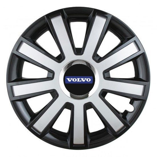 Set 4 capace roti Silver/black cu inel cromat R14 Compatibil Cu Volvo