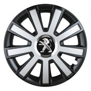 Set 4 capace roti Silver/black cu inel cromat R14 Compatibil Cu Peugeot