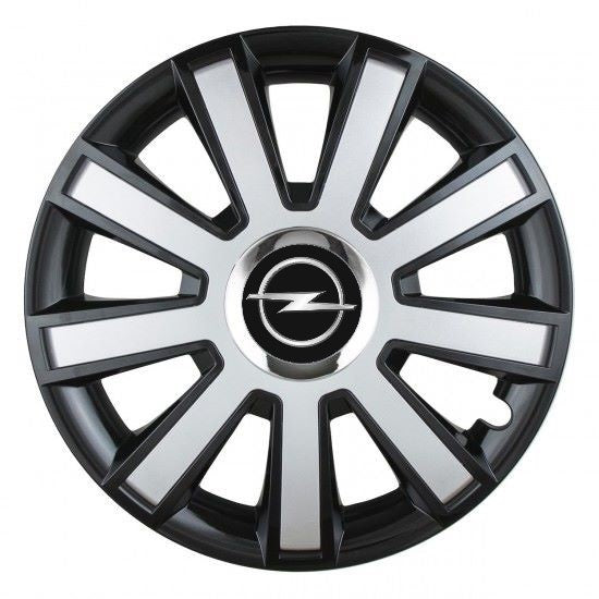 Set 4 capace roti Silver/black cu inel cromat R14 pentru gama auto Opel