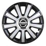 Set 4 capace roti Silver/black cu inel cromat R14 Compatibil Cu Nissan