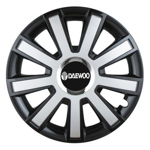 Set 4 capace roti Silver/black cu inel cromat R14 Compatibil Cu Daewoo