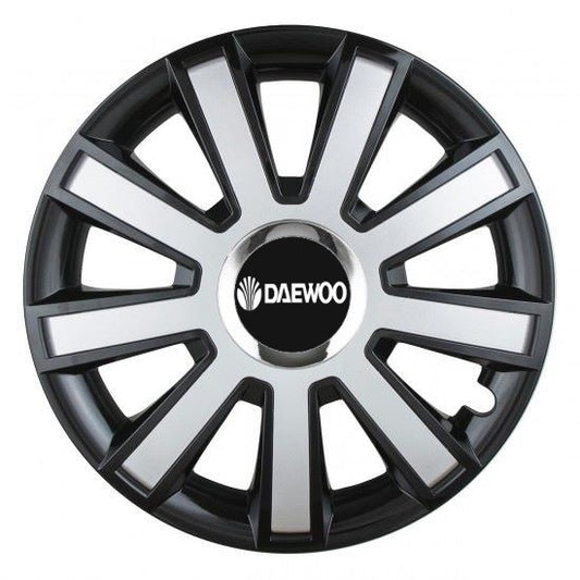 Set 4 capace roti Silver/black cu inel cromat R14 Compatibil Cu Daewoo