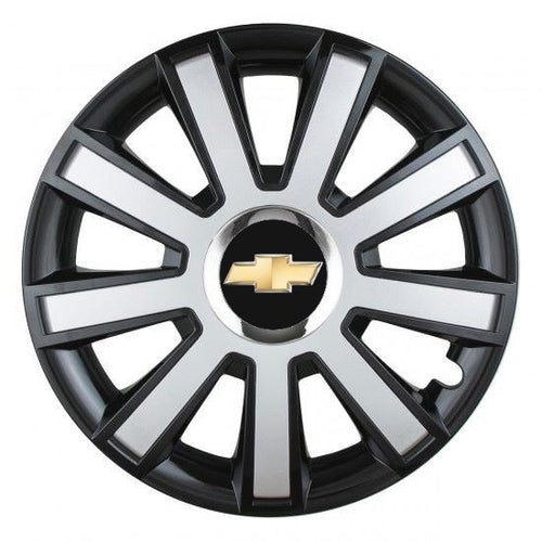 Комплект 4 броя тасове Silver/black с хромиран ринг R14, съвместими с Chevrolet
