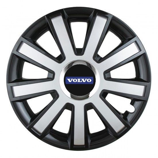 Комплект 4 броя тасове Silver/black с хромиран пръстен R15, съвместими с Volvo