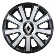 Set 4 capace roti Silver/black cu inel cromat R15 Compatibil Cu Renault